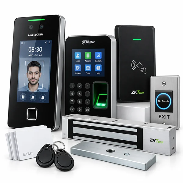 Hikvision and ZKTeco face, fingerprint and RFID access control terminals