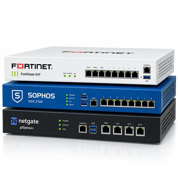 Fortinet, Sophos and Netgate pfSense firewall appliances