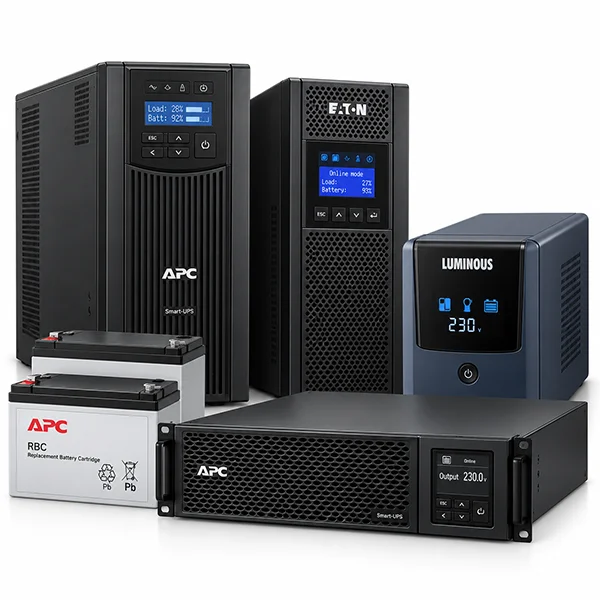 APC, Eaton and Luminous UPS units with replacement battery cartridge